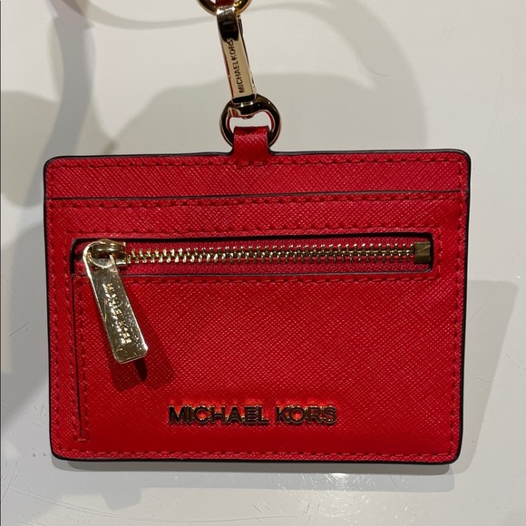 *NEW* Michael Kors JET SET TRAVEL Saffiano Leather Card Holder with Lanyard - Picture 6 of 15